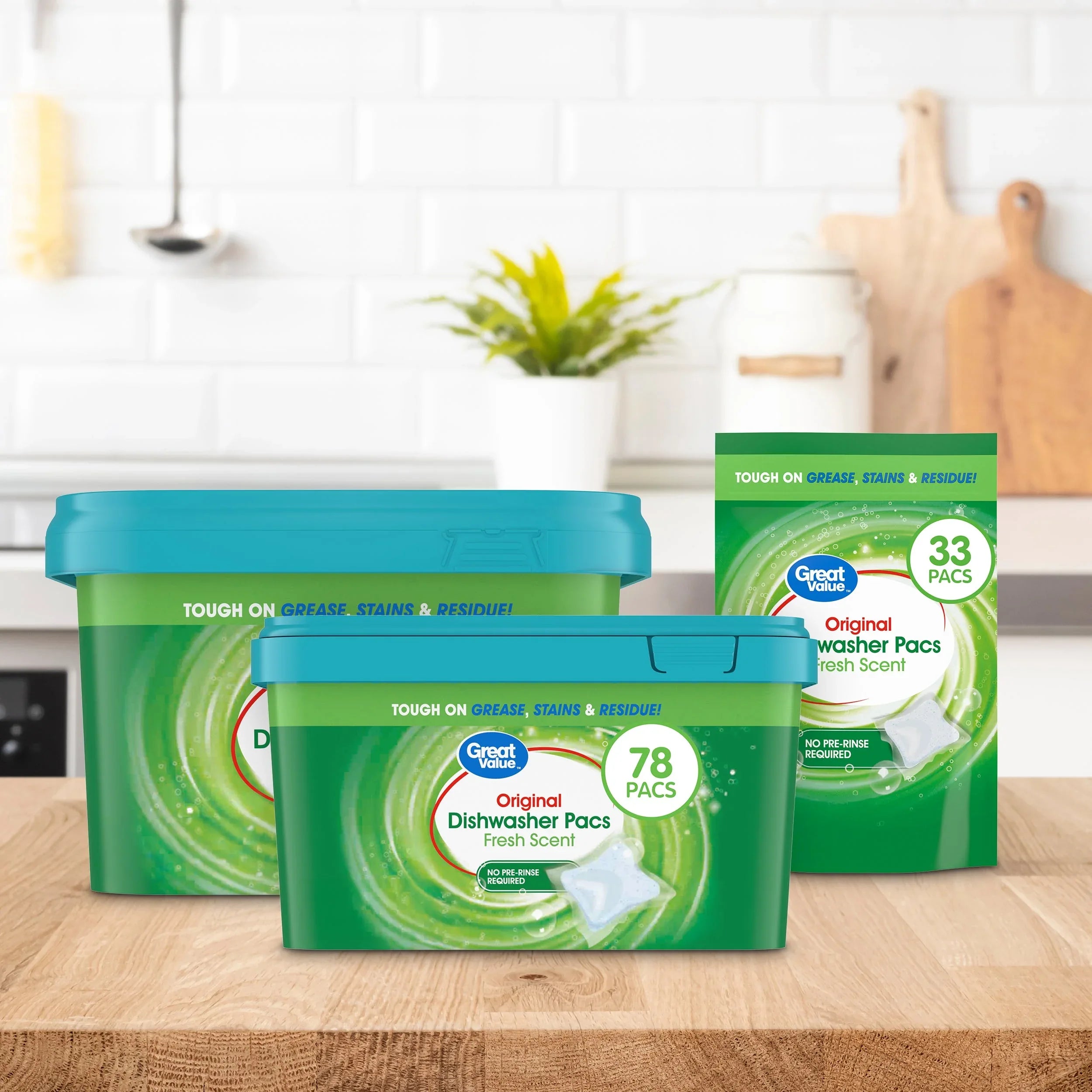 Great Value Original Dishwasher Pacs, Fresh Scent, 115 Count - USA MEGA SHOP