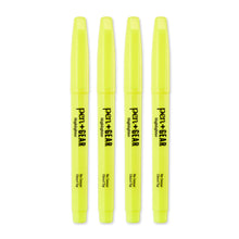 Yellow pocket highlighters with chisel tips, 4-count, four markers shown upright