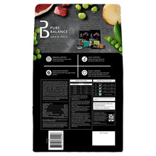 Pure Balance grain-free dog food bag back with supplement and nutrition details