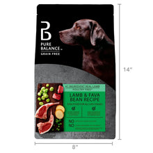Pure Balance grain-free dog food bag, lamb & fava bean recipe front