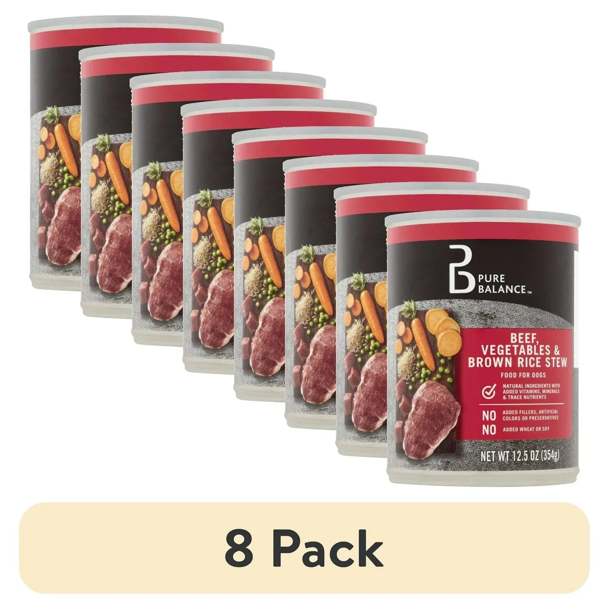 Pure Balance Beef, Vegetable & Brown Rice Flavor Stew Wet Dog Food for Adult, Grain-Free, 12.5 oz. Can
