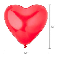 Red heart-shaped latex balloon with 12 in size measurements