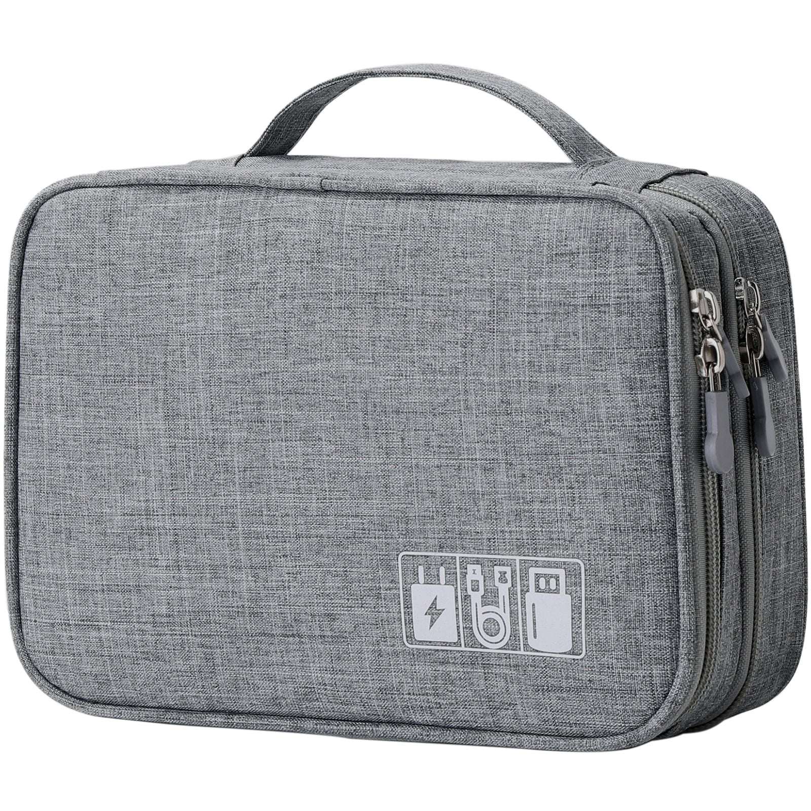 Travel Digital Electronics Accessories Case, Waterproof, Double-Layer, Cable Organizer Bag for USB Drives, Chargers, Memory Cards (Blue)