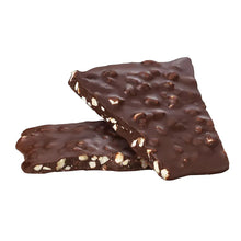 Dark chocolate almond snack bars with sea salt, broken pieces