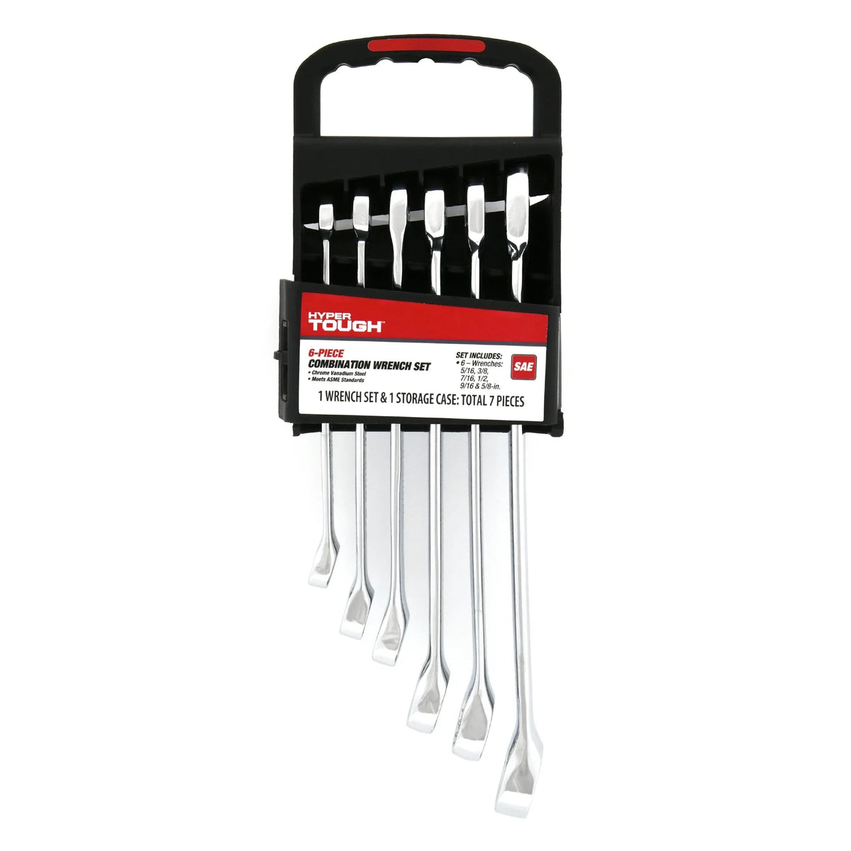 Hyper Tough 6-Piece SAE Combination Wrench Tool Set, Hand Tools