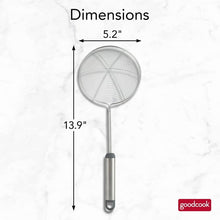 Stainless steel spider wok strainer with long handle and round mesh straining basket