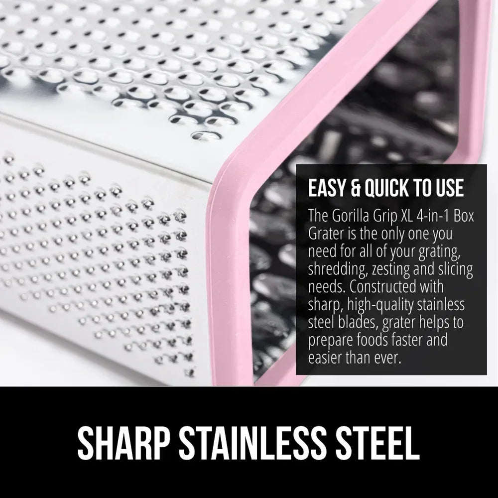GORILLA GRIP Cheese Grater, BPA Free Stainless Steel Box Graters, Cheeses and Veggie Shredder - USA MEGA SHOP