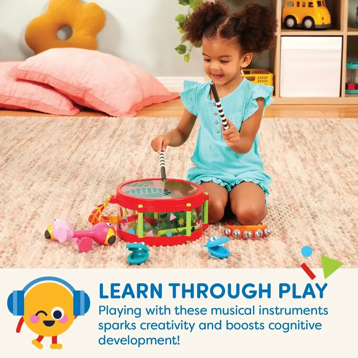 Battat Animal Jamboree Toy Drum and 4 Musical Instruments, Toddler and Preschool Toys - USA MEGA SHOP