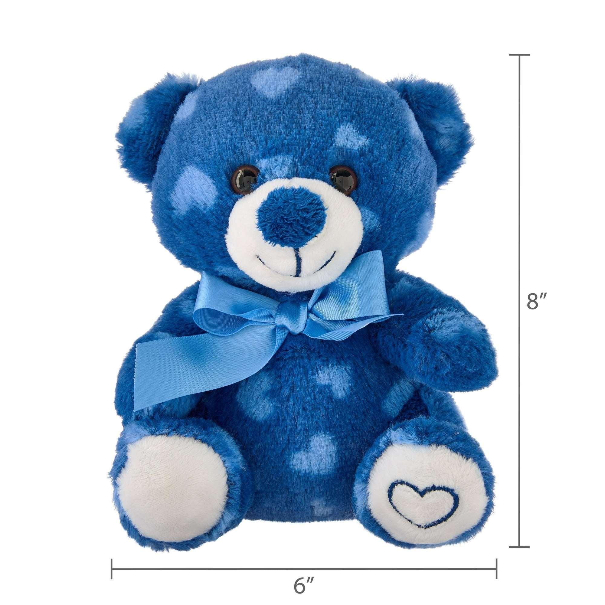 Small Heart Polka Dot Bear Plush, Blue, 7", Valentine's Day by Way To Celebrate