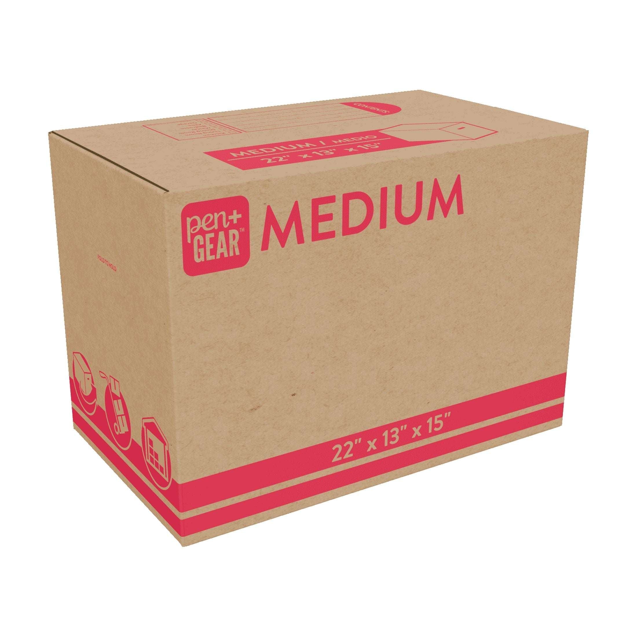 Pen+Gear Medium Moving Boxes, 22 in. L x 13 in. W x 15 in. H, Kraft