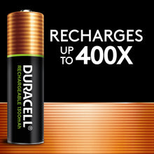 Rechargeable AA battery with copper top, side label visible