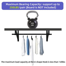 Black wall-mounted closet rod bracket with U-shaped hook and rod support bar