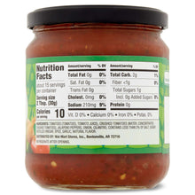 Salsa jar back label with Nutrition Facts and ingredient list