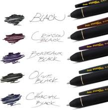 Black ink swatches with five gel pens and tips in EnerGel Kuro pack