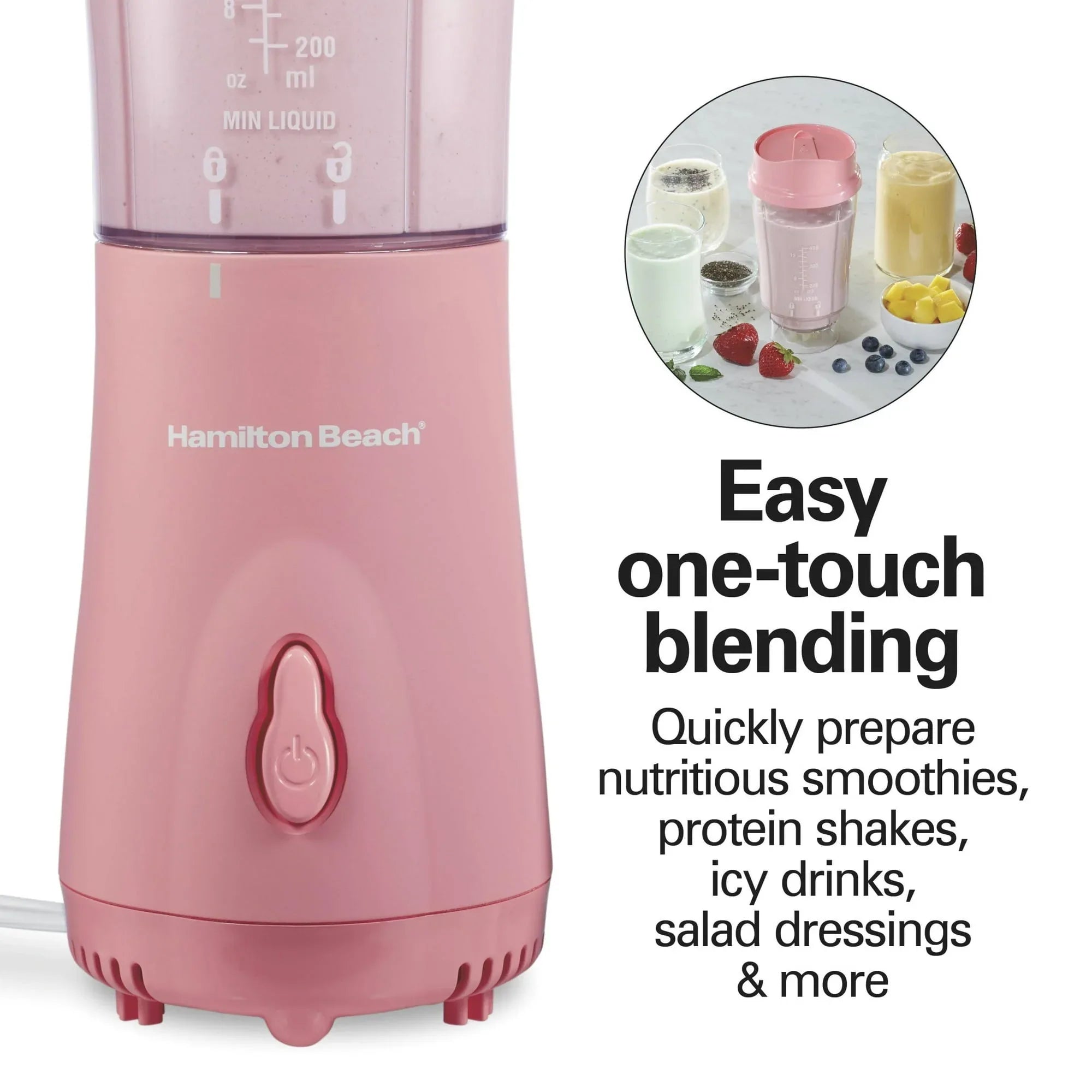 Hamilton Beach Personal Blender for Smoothies with Travel Lid, 14 oz, Coral - USA MEGA SHOP