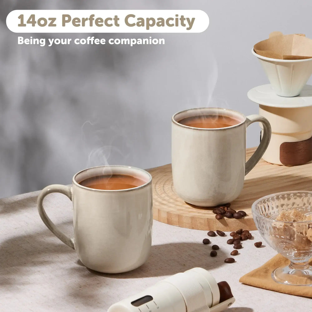 Vesteel Coffee Mug Set of 4, Ceramic Coffee Cups with Handles, 14oz Handmade Reactive Glaze Mugs Set for Coffee Tea Milk, Mug Gifts for Thanksgiving Day Anniversary, Gifts for Men, women, Home, Office and Restuarant