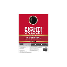 Eight O'Clock medium roast coffee K-Cup box back panel with icons and details