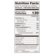 Nutrition facts for cinnamon graham crackers, 130 calories per 2 cracker sheets