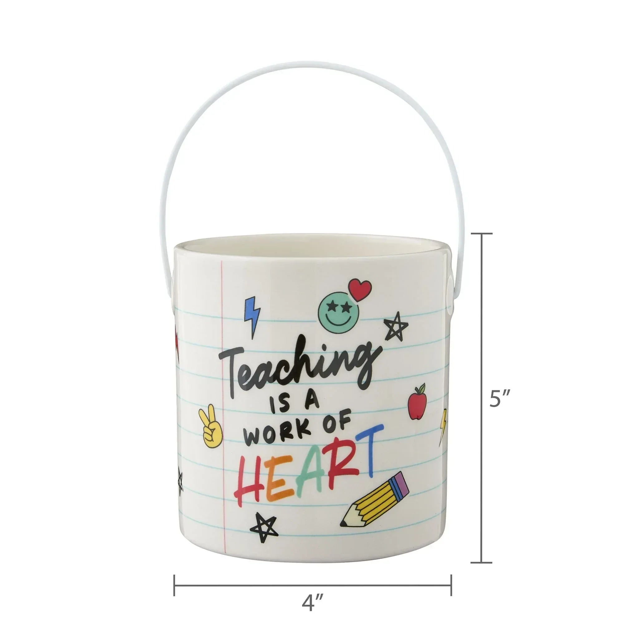 Work of Heart Ceramic Pail, Multicolor, 5", Valentine's Day by Way To Celebrate