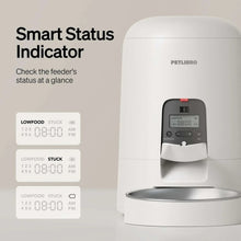 White Petlibro feeder with smart status front display and feeding base