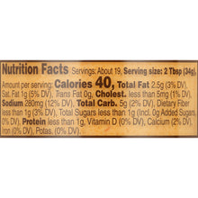 Nutrition facts panel on salsa con queso jar back label