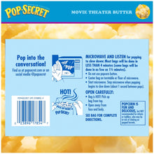 Pop Secret microwave popcorn box with microwave popping instructions panel