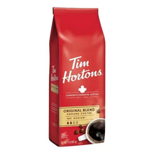 Ground coffee pouch, Tim Hortons Original Blend medium roast, red bag front close view