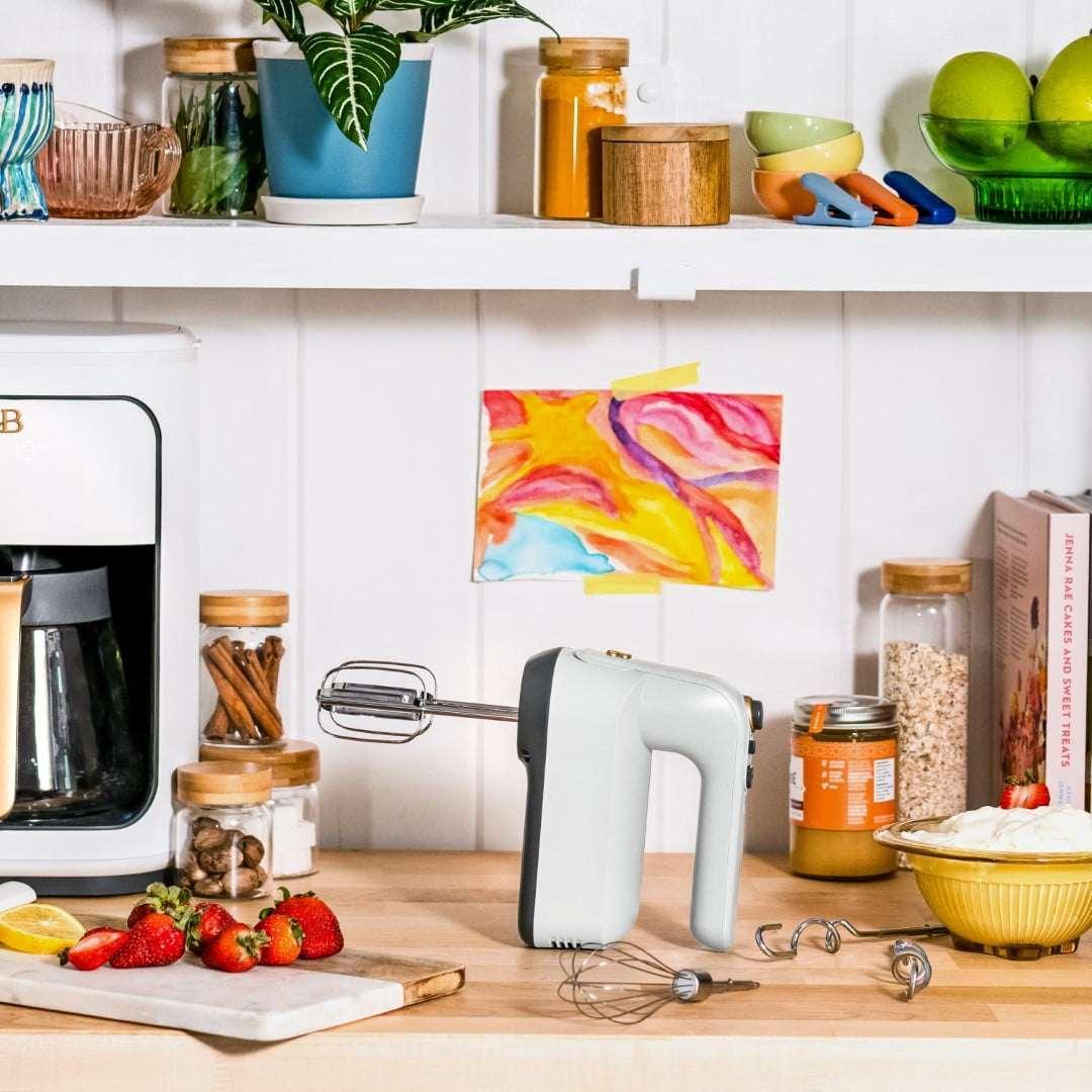 Beautiful 6-Speed Electric Hand Mixer, White Icing by Drew Barrymore