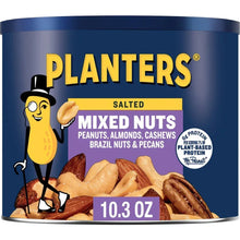 PLANTERS salted mixed nuts canister with 10.3 oz label and nut assortment