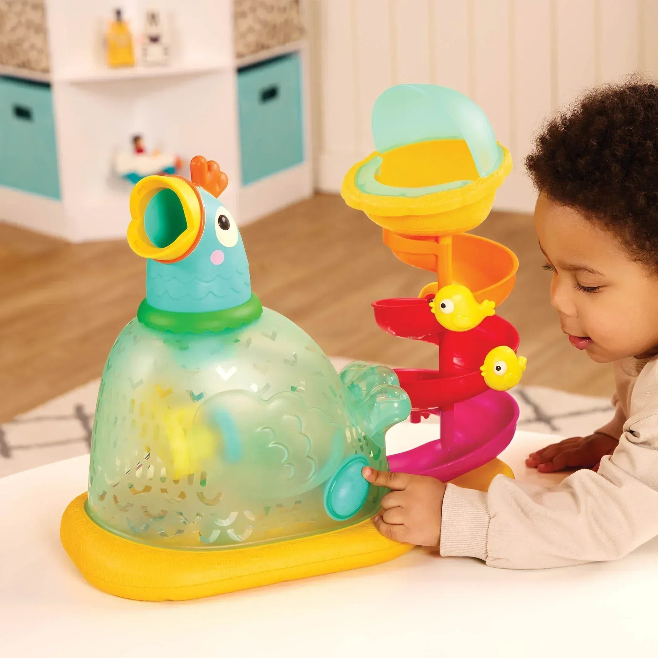 Battat Pop-a-Doodle-Doo Chicken Ball Popper with Music Lights, Learning Toy for Baby and Toddler