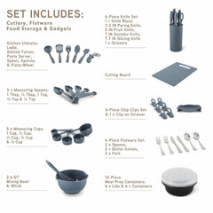 Elements by Thyme & Table 60-Piece Ceramic Non-Stick Cookware Set - Blue