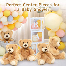 Brown plush teddy bears with bow ties, small set
