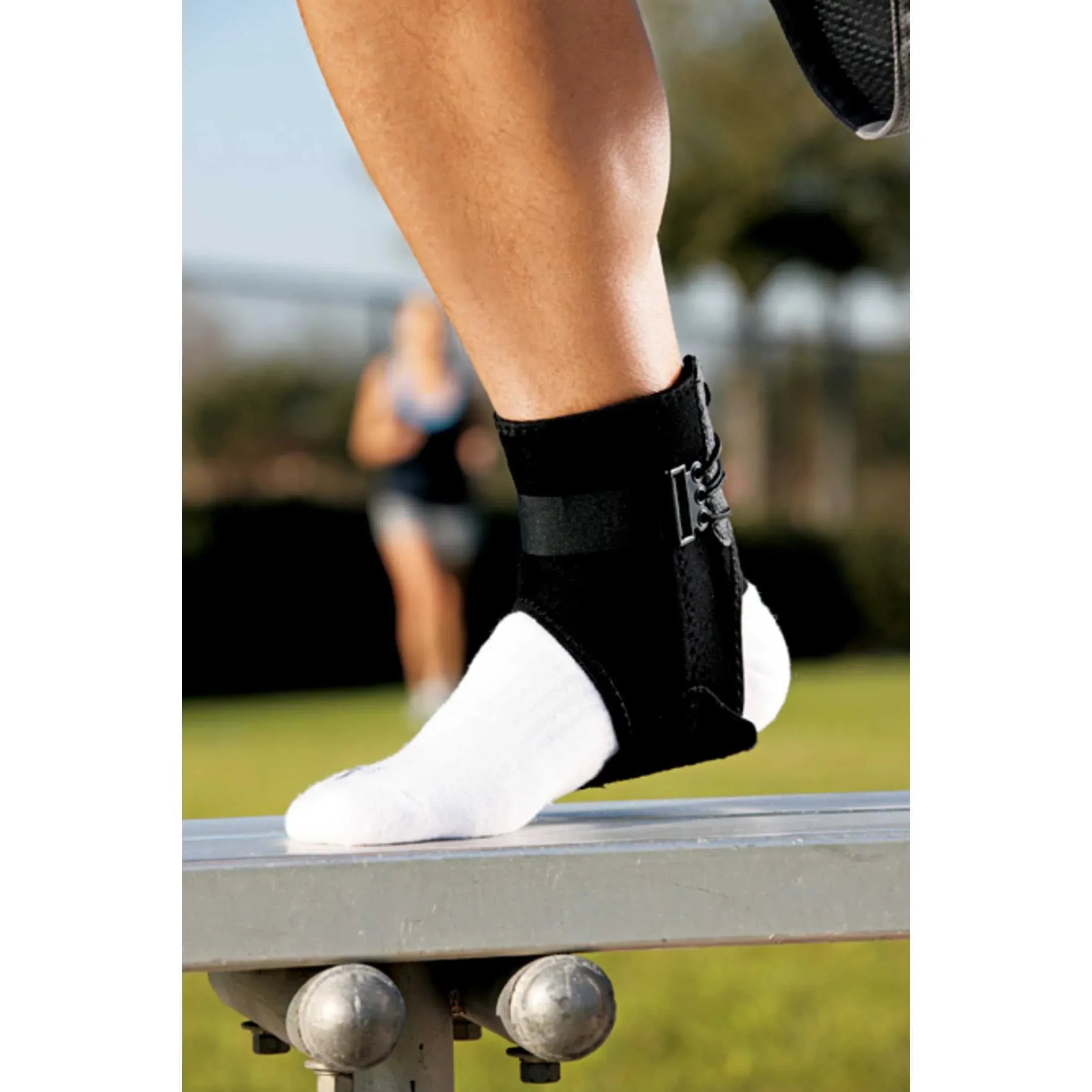 ACE Brand Ankle Support with Side Stabilizers, Adjustable, Black, 1 Brace