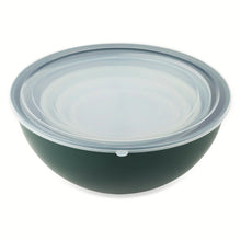 Teal mixing bowl with clear lid, domed cover