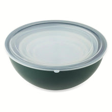 Green mixing bowl with clear plastic lid, single bowl