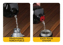 Mosquito repellent torch fuel bottle pouring stream from spout