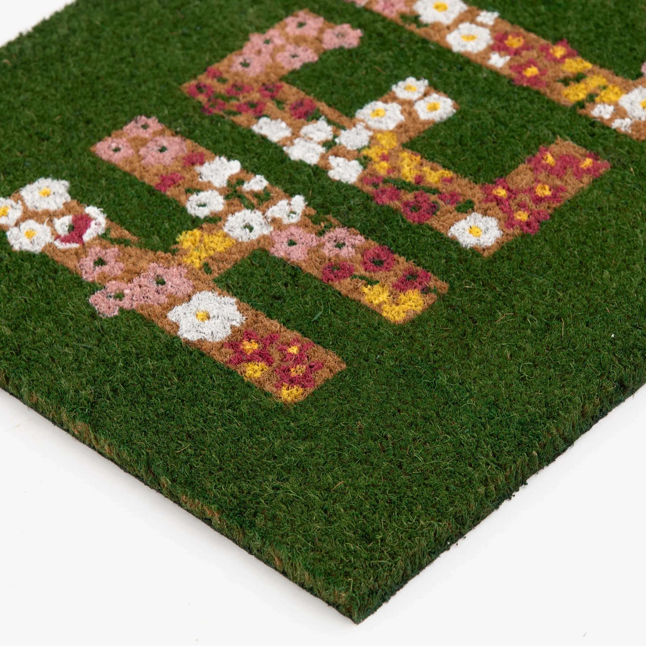 Mainstays Hello Flower Garden Outdoor Coir Doormat, 18"x30"