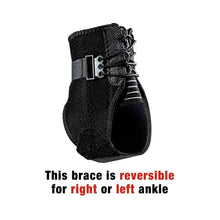Black reversible ankle brace with lace-up front and adjustable strap