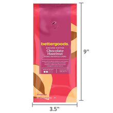 bettergoods ground coffee pouch, Chocolate Hazelnut medium roast, 9" height, 3.5" width
