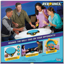 Rebounce game box showing family playing and game features with Hasbro Games logo
