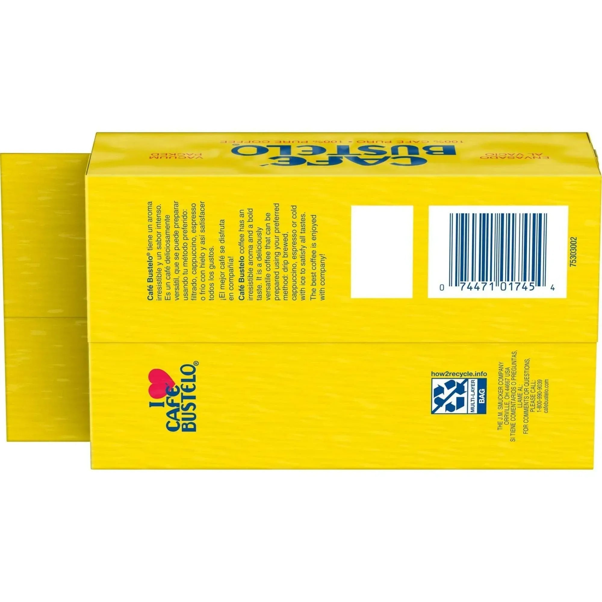 Cafe Bustelo, Espresso Style Dark Roast Ground Coffee, Vacuum Packed 10 oz Brick