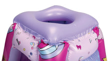 Inflatable playland top ring in lavender with pink outer walls and cartoon print