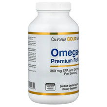 Omega-3 premium fish oil bottle side label with EPA and DHA per serving
