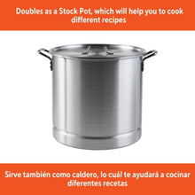 Aluminum steamer pot with domed lid and side handles, brushed metal finish