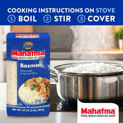 Mahatma Basmati White Rice, Fragrant Extra Long Grain, Gluten Free, 2 lb Bags - USA MEGA SHOP