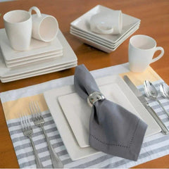 10 Strawberry Street Nova Square 16-Piece Stoneware Dinnerware Set, Cream/White
