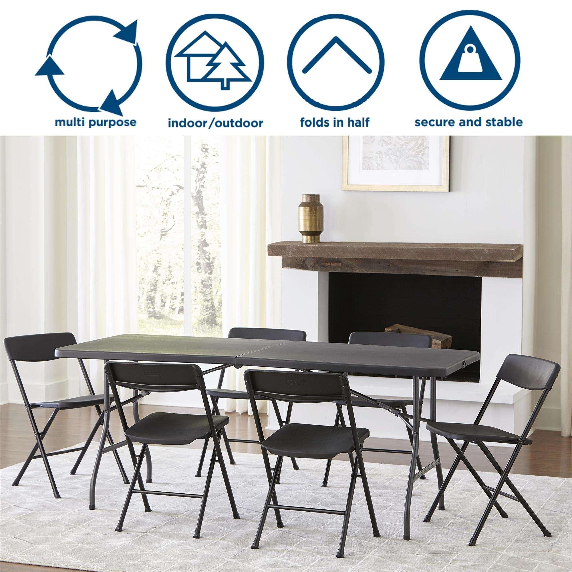 Cosco 6 Foot Premium Folding Table, Black