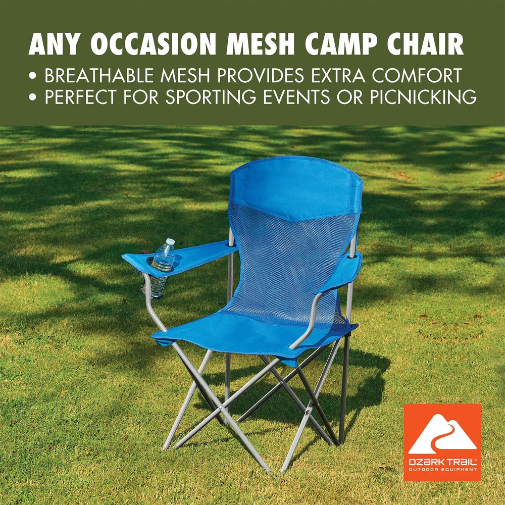 Ozark Trail Basic Mesh Chair Blue, Adult, 32.28in x 20.28in x 37.60in - USA MEGA SHOP
