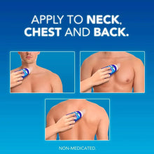 Solid balm stick application shown on neck, chest, and back