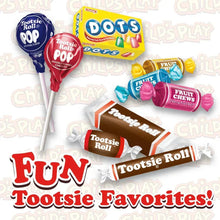 Assorted candy pack variety display with Dots and Fruit Chews in branded wrapper
